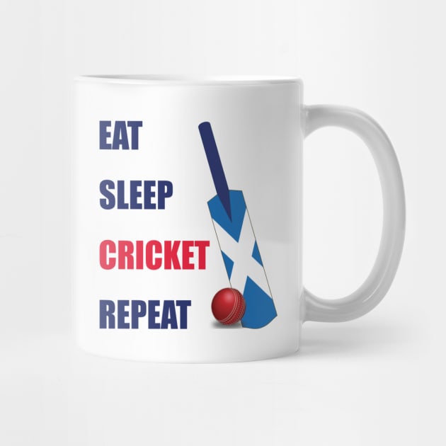 Eat Sleep Cricket Repeat Scotland Flag Cricket Bat by DPattonPD